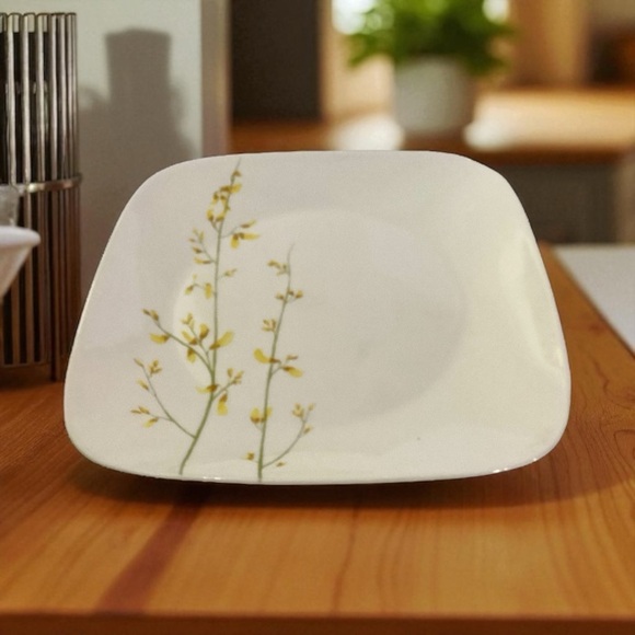 Corelle Kobe Square Corning Vitrelle 10.50" Dinner Plate Forsythia Set Of 2 - Picture 5 of 6